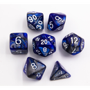 Blue/Steel Set of 7 Steel Polyhedral Dice with White Numbers